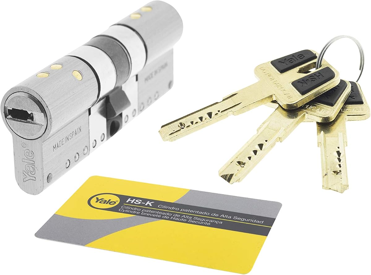 Ver especificaciones técnicas y precio actualizado de Yale, HSKMOD3535N4, Cilindro de Alta Seguridad, HSK MOD, Doble Embrague, Leva Larga, Llave Fotografía técnica oficial de Yale, HSKMOD3535N4, Cilindro de Alta Seguridad, HSK MOD, Doble Embrague, Leva Larga, Llave - Vista frontal con fondo blanco