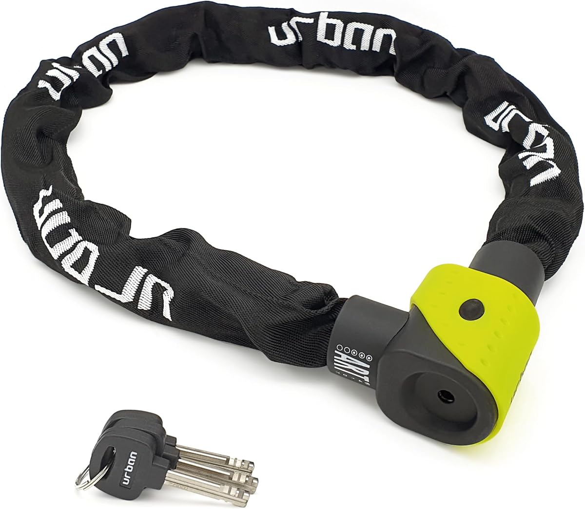 Ver especificaciones técnicas y precio actualizado de urban 10K120 Candado Moto Alta Seguridad, Cadena Antirrobo Homologada Art*** Recomendada Seguro Bicicleta Fotografía técnica oficial de urban 10K120 Candado Moto Alta Seguridad, Cadena Antirrobo Homologada Art*** Recomendada Seguro Bicicleta - Vista frontal con fondo blanco