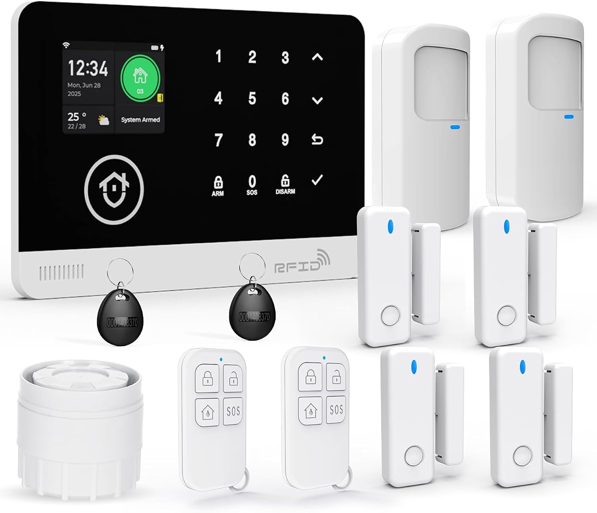 Ver especificaciones técnicas y precio actualizado de Sistema de Seguridad para el Hogar, Sistema de Alarma Inalámbrico WiFi/gsm SMS Fotografía técnica oficial de Sistema de Seguridad para el Hogar, Sistema de Alarma Inalámbrico WiFi/gsm SMS - Vista frontal con fondo blanco