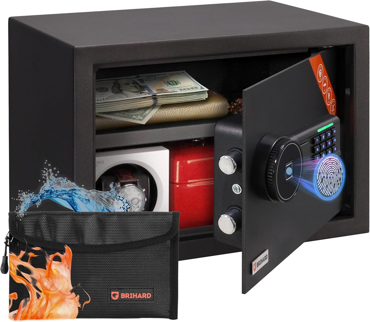 Ver especificaciones técnicas y precio actualizado de Family Caja Fuerte Biométrica 25x35x25cm con Ignífuga Bolsa, Apertura con Huella Dactilar, Estante Fotografía técnica oficial de Family Caja Fuerte Biométrica 25x35x25cm con Ignífuga Bolsa, Apertura con Huella Dactilar, Estante - Vista frontal con fondo blanco