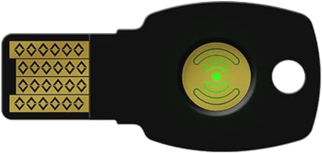 Fotografía técnica oficial de FEITIAN ePass K9 Plus Llave de Seguridad FIDO2 y U2F (USB-A y NFC) - Vista frontal con fondo blanco
