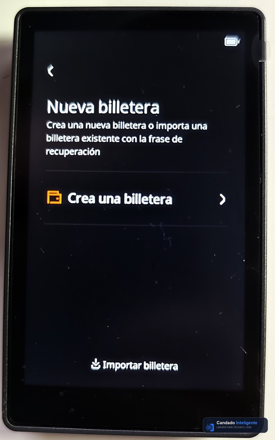Interfaz de creación de nueva cartera en la pantalla táctil de Keystone 3 Pro en nuestro laboratorio