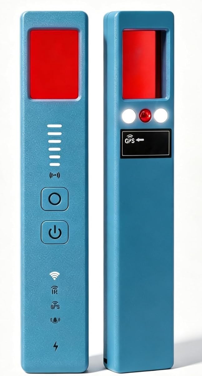 Ver especificaciones técnicas y precio actualizado de Detector de Cámaras y Micrófonos Ocultos – 5 en 1 Antiespía: Detector GPS Fotografía técnica oficial de Detector de Cámaras y Micrófonos Ocultos – 5 en 1 Antiespía: Detector GPS - Vista frontal con fondo blanco