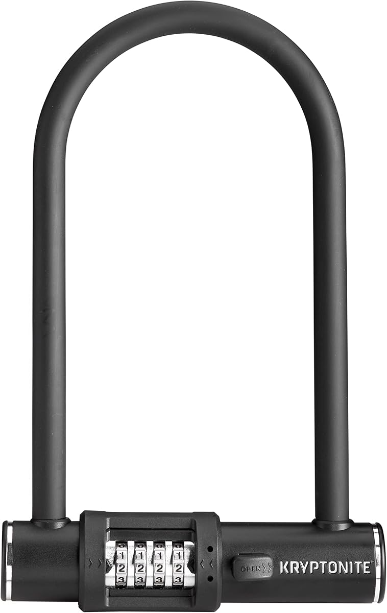 Fotografía técnica oficial de Kryptonite 005292 Combo U Candado para bicicleta, negro, 4" x 8" | Candado - Vista frontal con fondo blanco