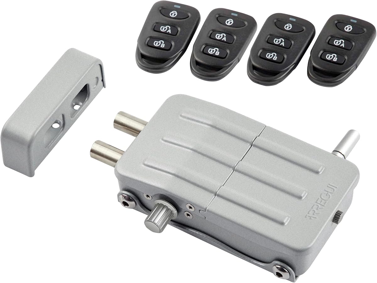 Fotografía técnica oficial de ARREGUI CI10P Cerradura de Seguridad Invisible para Puerta con 4 mandos a distancia - Vista frontal con fondo blanco