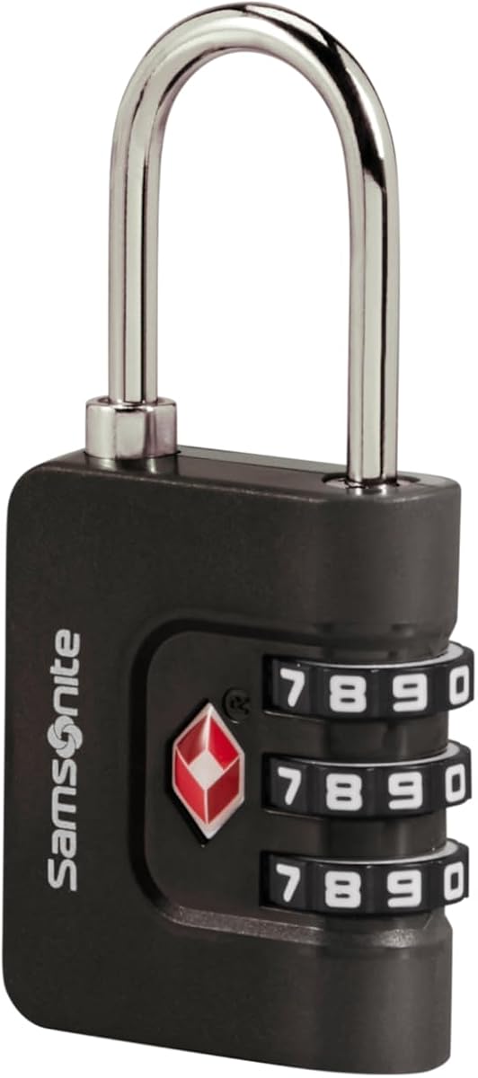 Ver especificaciones técnicas y precio actualizado de Samsonite Candado de Combinación de 3 Dígitos con Homologación Oficial TSA para Equipaje Fotografía técnica oficial de Samsonite Candado de Combinación de 3 Dígitos con Homologación Oficial TSA para Equipaje - Vista frontal con fondo blanco