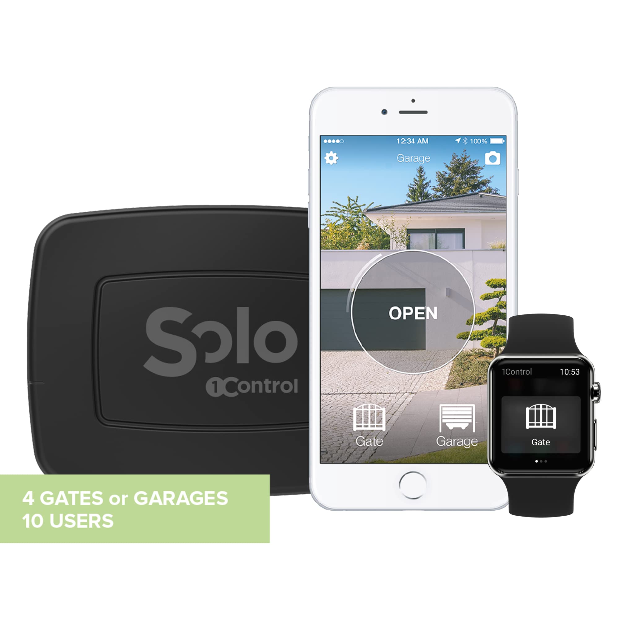 Ver especificaciones técnicas y precio actualizado de 1Control Solo 2 - Dispositivo de Apertura de Garaje por Bluetooth y Smartphone Fotografía técnica oficial de 1Control Solo 2 - Dispositivo de Apertura de Garaje por Bluetooth y Smartphone - Vista frontal con fondo blanco