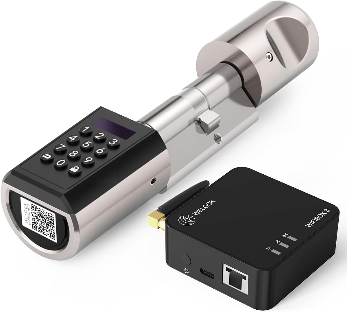 Fotografía técnica oficial de WELOCK PCB41WiFiBox Cerradura inteligente WiFi con Contraseña,Tarjeta RFID | mit welock wifibox,cerradura digital,Cerradura - Vista frontal con fondo blanco