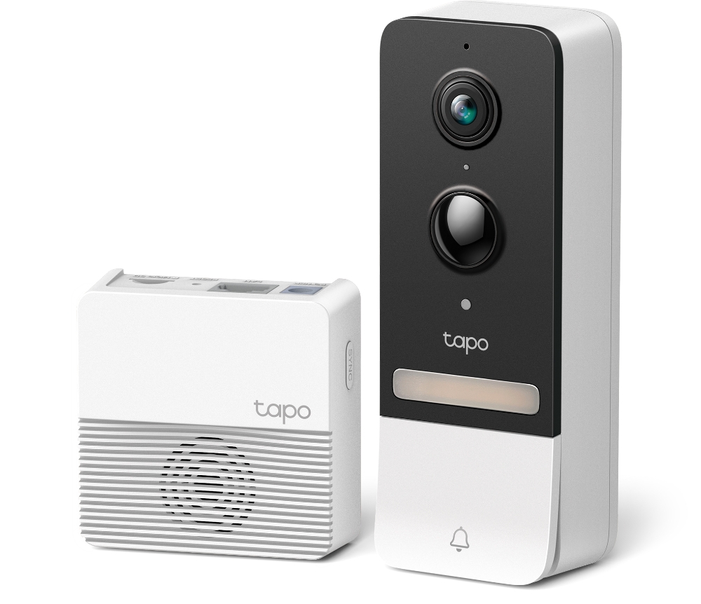 Ver especificaciones técnicas y precio actualizado de TP-Link Tapo D230S1 Videotimbre Inteligente 2K 5MP con Hub y Batería Fotografía técnica oficial de TP-Link Tapo D230S1 Videotimbre Inteligente 2K 5MP con Hub y Batería - Vista frontal con fondo blanco