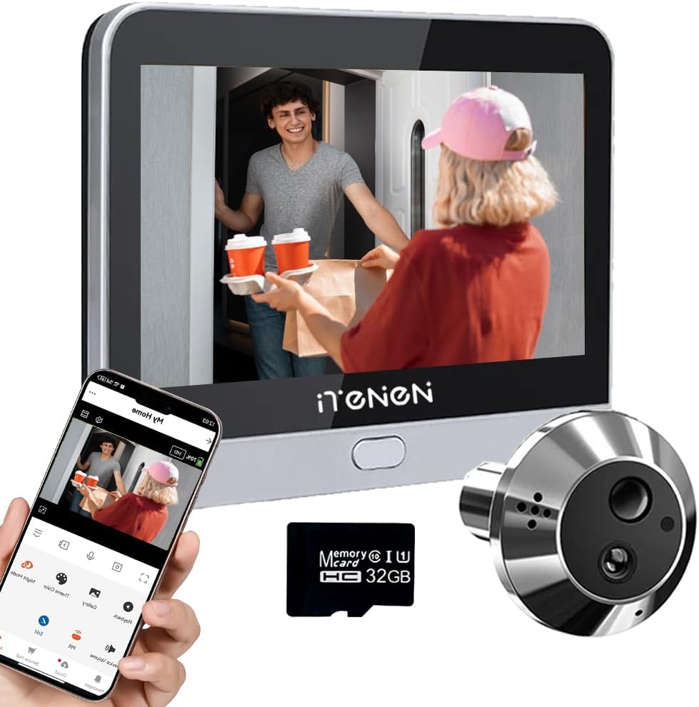 Ver especificaciones técnicas y precio actualizado de DA2 Audio Bidireccional,Mirilla Digital Puerta WiFi Cámara 3.0MP Tarjeta 32GB,PIR Detección de Movimiento,cámara Fotografía técnica oficial de DA2 Audio Bidireccional,Mirilla Digital Puerta WiFi Cámara 3.0MP Tarjeta 32GB,PIR Detección de Movimiento,cámara - Vista frontal con fondo blanco