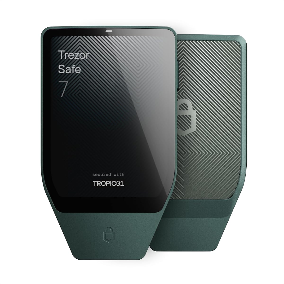 Ver especificaciones técnicas y precio actualizado de Trezor Safe 7 - Monedero de Hardware Criptográfico para Bitcoin, Bluetooth, Pantalla Táctil Fotografía técnica oficial de Trezor Safe 7 - Monedero de Hardware Criptográfico para Bitcoin, Bluetooth, Pantalla Táctil - Vista frontal con fondo blanco