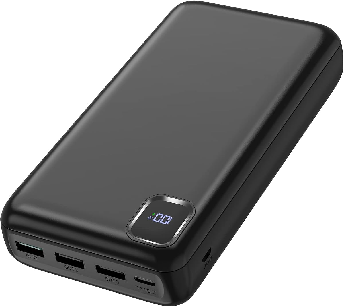 Fotografía técnica oficial de PowerBank 50.000 mAh Gran Capacidad - Carga rápida batería Externa | USB C - Vista frontal con fondo blanco